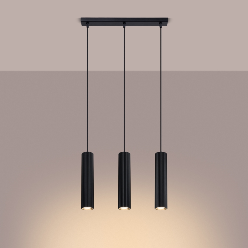 Luster na sajli KARBON 3xGU10/10W/230V crni