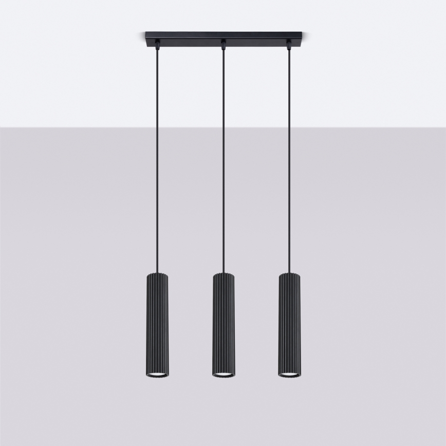 Luster na sajli KARBON 3xGU10/10W/230V crni