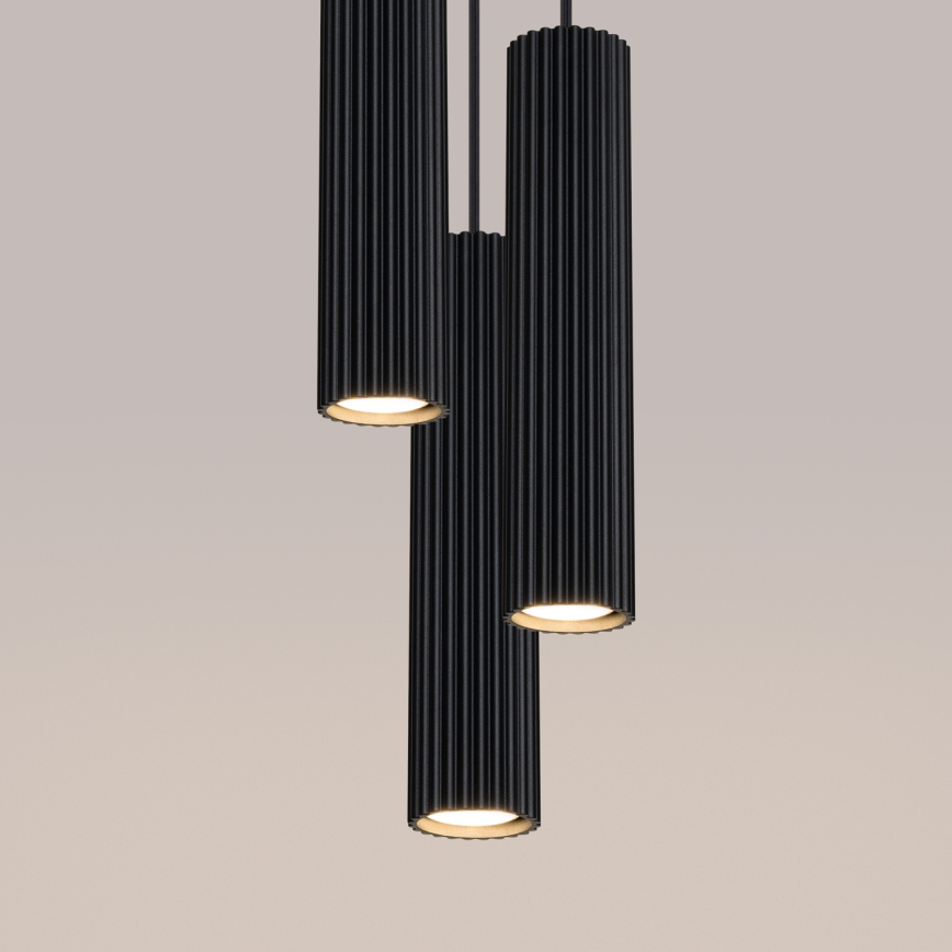 Luster na sajli KARBON 3xGU10/10W/230V crne boje