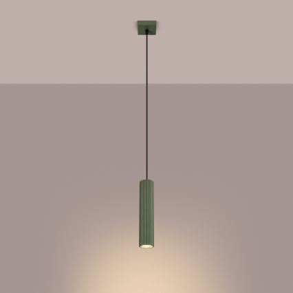 Luster na kablu KARBON 1xGU10/10W/230V zelena
