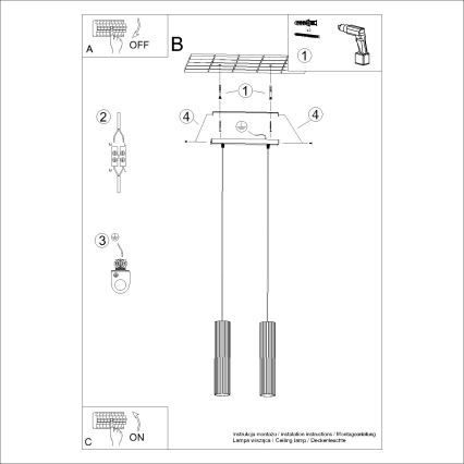 Luster na sajli KARBON 2xGU10/10W/230V zelena