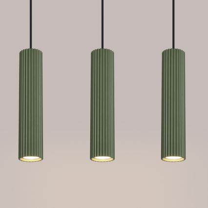 Viseći luster na sajli KARBON 3xGU10/10W/230V zelena
