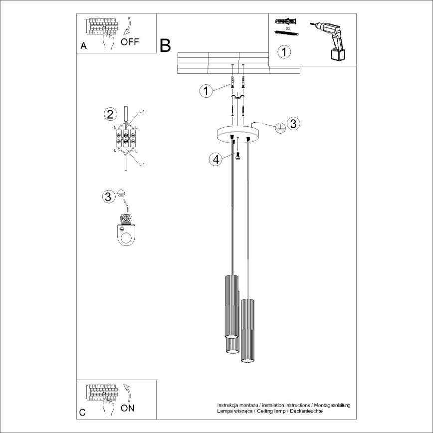 Luster na lanku KARBON 3xGU10/10W/230V zelena