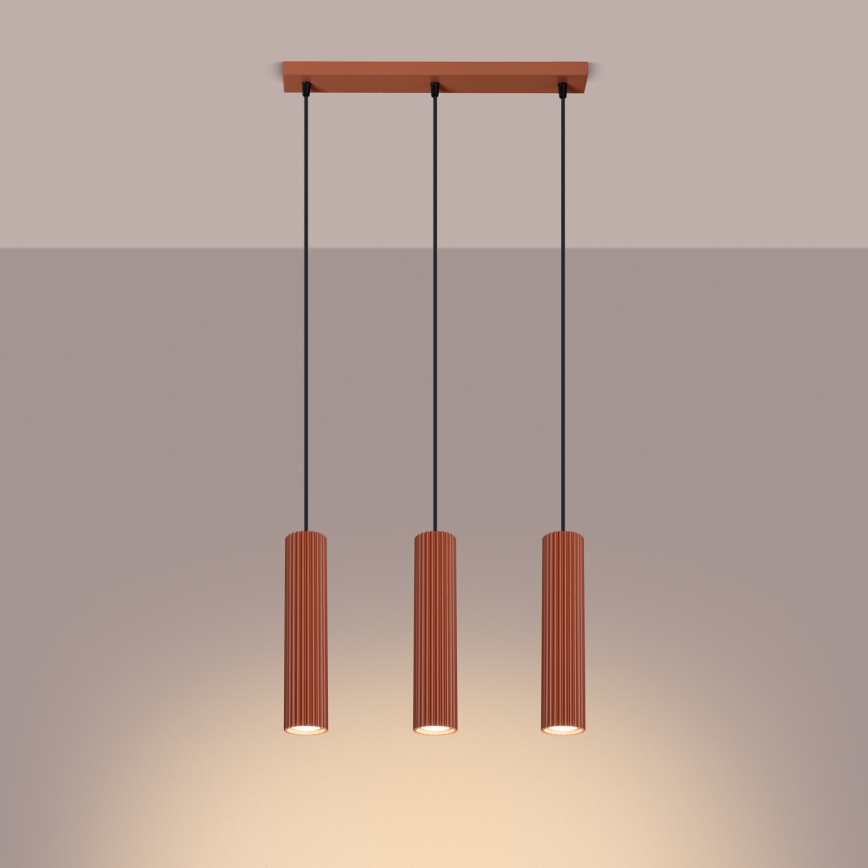 Luster na sajli KARBON 3xGU10/10W/230V narandžasti