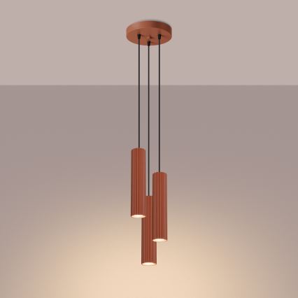 Luster na sajli KARBON 3xGU10/10W/230V narandžasta