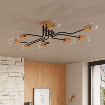 Zidna lampa TIMBO 1xE27/15W/230V crna/bež/buk
