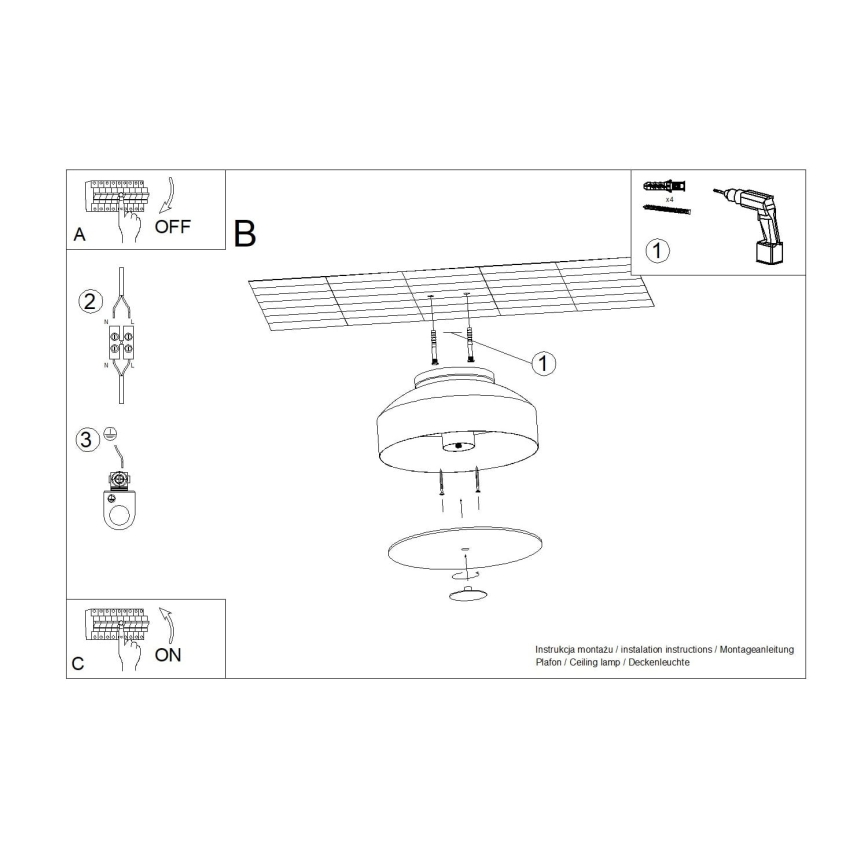 Plafonska lampa OMIQ 4xE27/15W/230V, prečnika 30 cm, bela