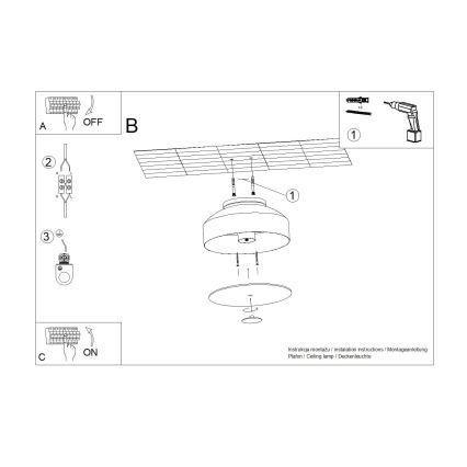 Plafonsko svetlo OMIQ 4xE27/15W/230V prečnik 30 cm crveno
