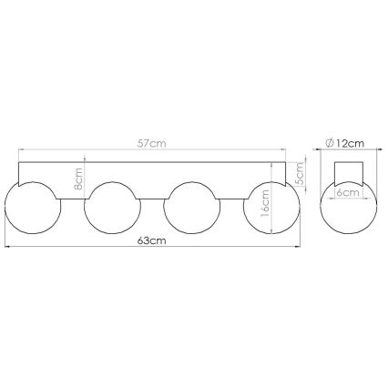 Plafonsko svetlo BULBO 4xG9/8W/230V bukva/bela
