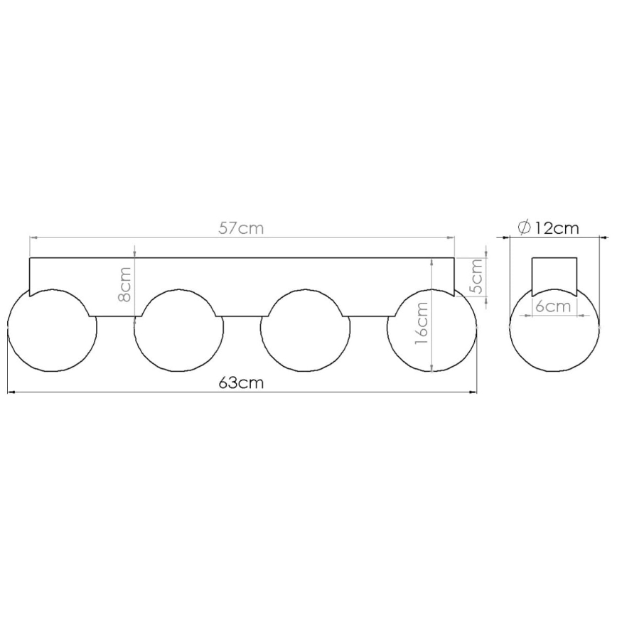 Plafonsko svetlo BULBO 4xG9/8W/230V bukva/bela
