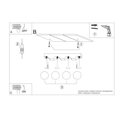 Plafonsko svetlo BULBO 4xG9/8W/230V bukva/bela