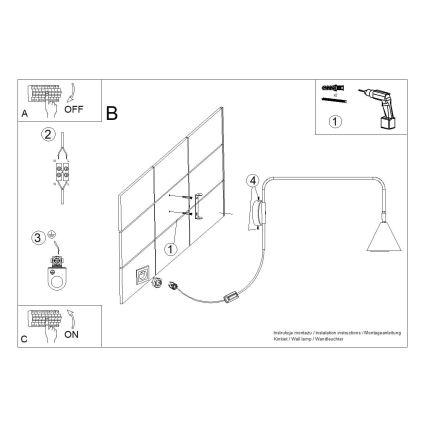 Zidna lampa NOX 1xE14/10W/230V crna
