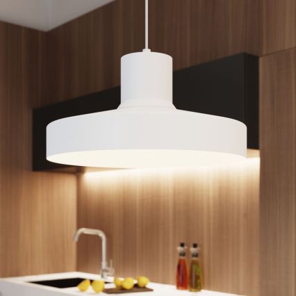 Luster na lanku BILO 1xE27/15W/230V prečnik 35 cm bela