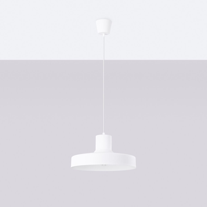 Luster na lanku BILO 1xE27/15W/230V prečnik 35 cm bela