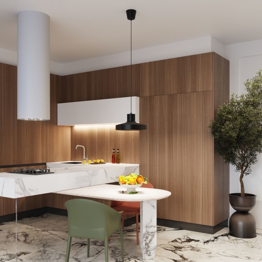 Luster na sajli BILO 1xE27/15W/230V, prečnik 35 cm, crna