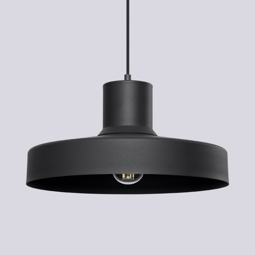 Luster na sajli BILO 1xE27/15W/230V, prečnik 35 cm, crna