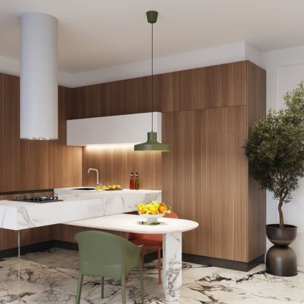 Luster na sajli BILO 1xE27/15W/230V, prečnik 35 cm, zelene boje