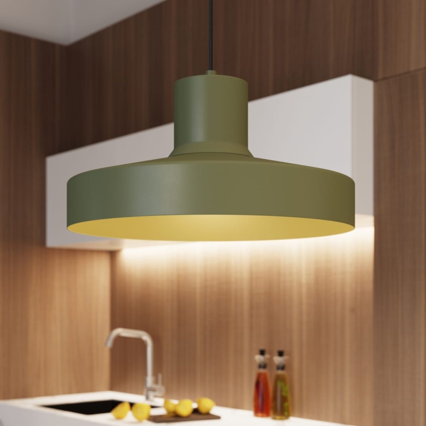 Luster na sajli BILO 1xE27/15W/230V, prečnik 35 cm, zelene boje