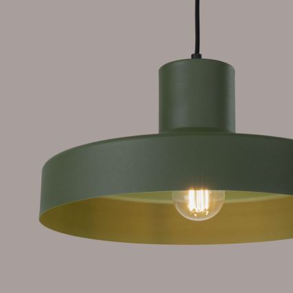 Luster na sajli BILO 1xE27/15W/230V, prečnik 35 cm, zelene boje
