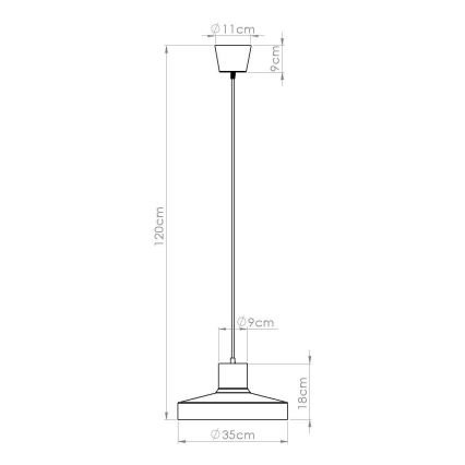 Luster na sajli BILO 1xE27/15W/230V, prečnik 35 cm, narandžast