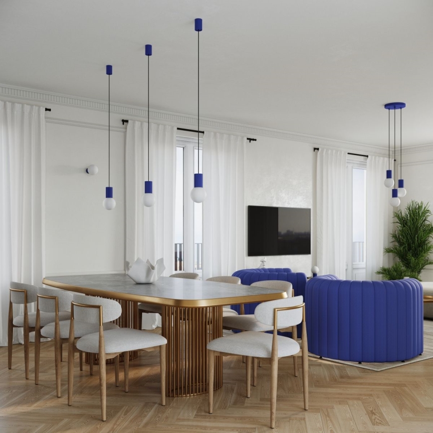 Luster na sajli HALO 1xG9/8W/230V, prečnik 12 cm, plave boje
