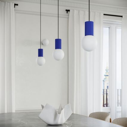 Luster na sajli HALO 1xG9/8W/230V, prečnik 12 cm, plave boje