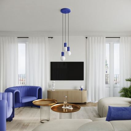 Luster na sajli HALO 3xG9/8W/230V prečnik 25 cm plavi