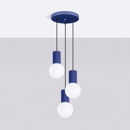 Luster na sajli HALO 3xG9/8W/230V prečnik 25 cm plavi