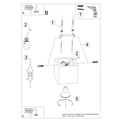 Spot lampa QUAD 1xGU10/10W/230V beton/zelena