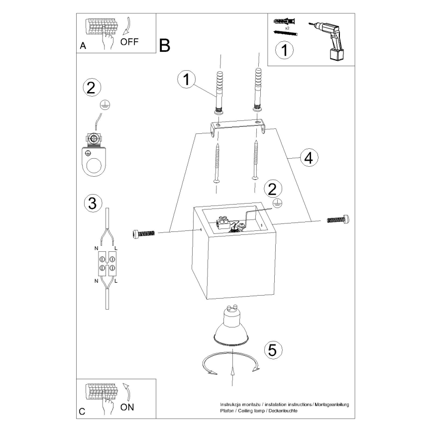 Spot lampa QUAD 1xGU10/10W/230V beton/zelena