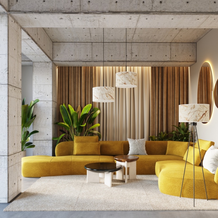 Stojeća lampa NEVIA 1xE27/15W/230V bež/mramorni dekor