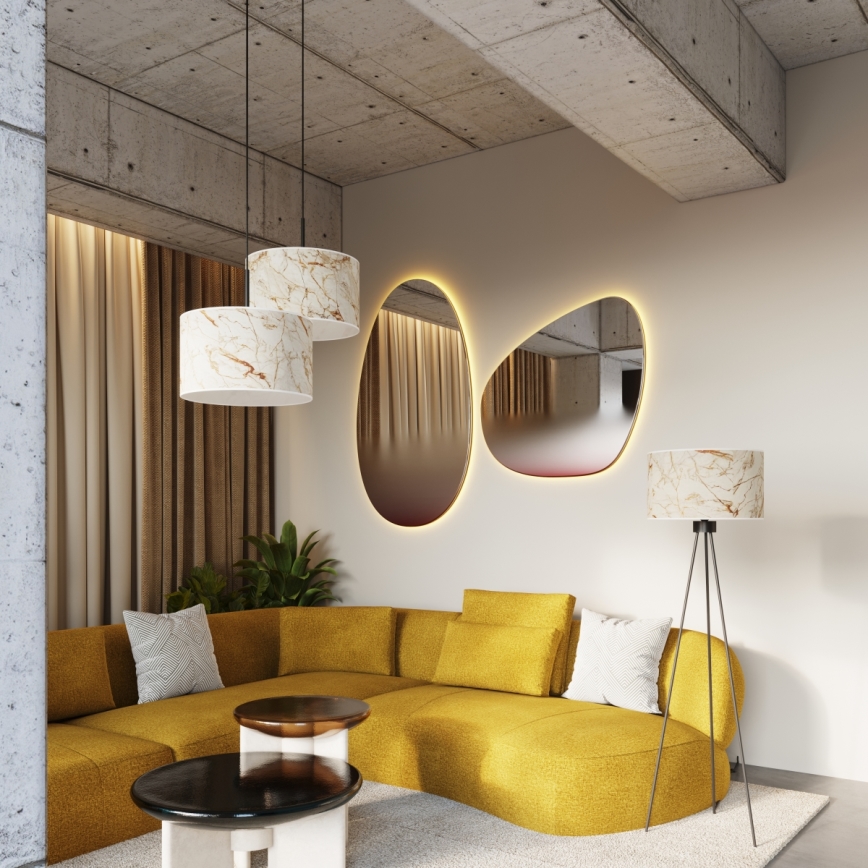 Stojeća lampa NEVIA 1xE27/15W/230V bež/mramorni dekor