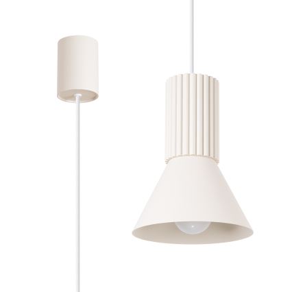 Luster na lanku ESTRIA 1xE14/10W/230V, prečnik 14 cm, krem boje