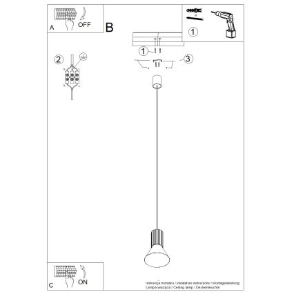 Luster na lanku ESTRIA 1xE14/10W/230V, prečnik 14 cm, krem boje