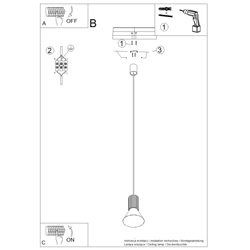 Luster na lanku ESTRIA 1xE14/10W/230V, prečnik 14 cm, krem boje