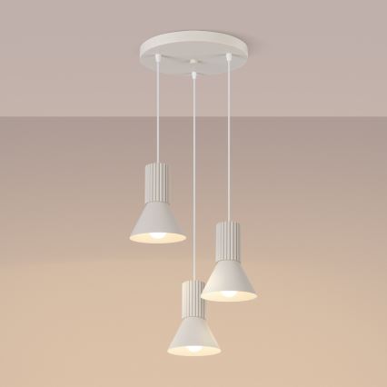 Luster na lanku ESTRIA 3xE14/10W/230V prečnik 30 cm krem boje