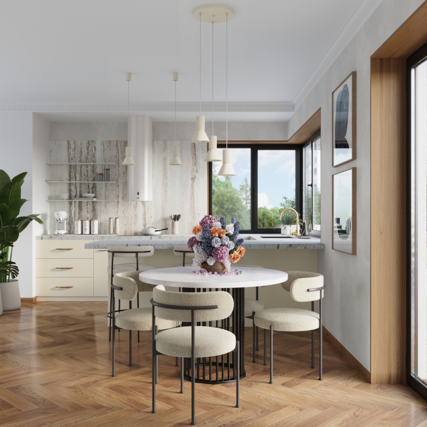 Luster na lanku ESTRIA 3xE14/10W/230V prečnik 30 cm krem boje