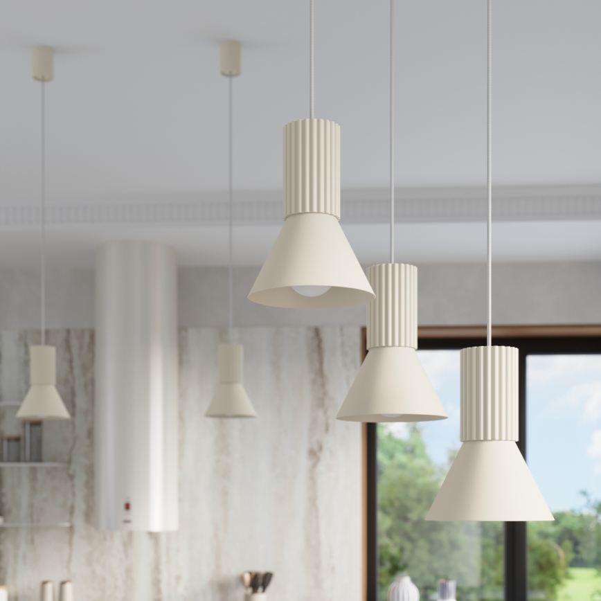 Luster na lanku ESTRIA 3xE14/10W/230V prečnik 30 cm krem boje