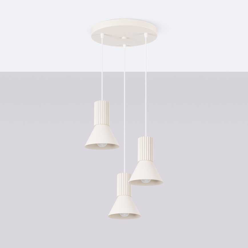 Luster na lanku ESTRIA 3xE14/10W/230V prečnik 30 cm krem boje
