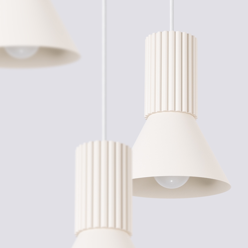 Luster na lanku ESTRIA 3xE14/10W/230V prečnik 30 cm krem boje