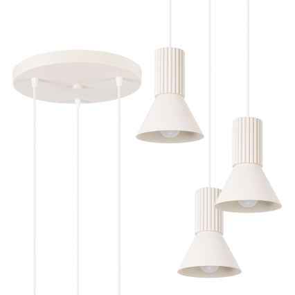 Luster na lanku ESTRIA 3xE14/10W/230V prečnik 30 cm krem boje