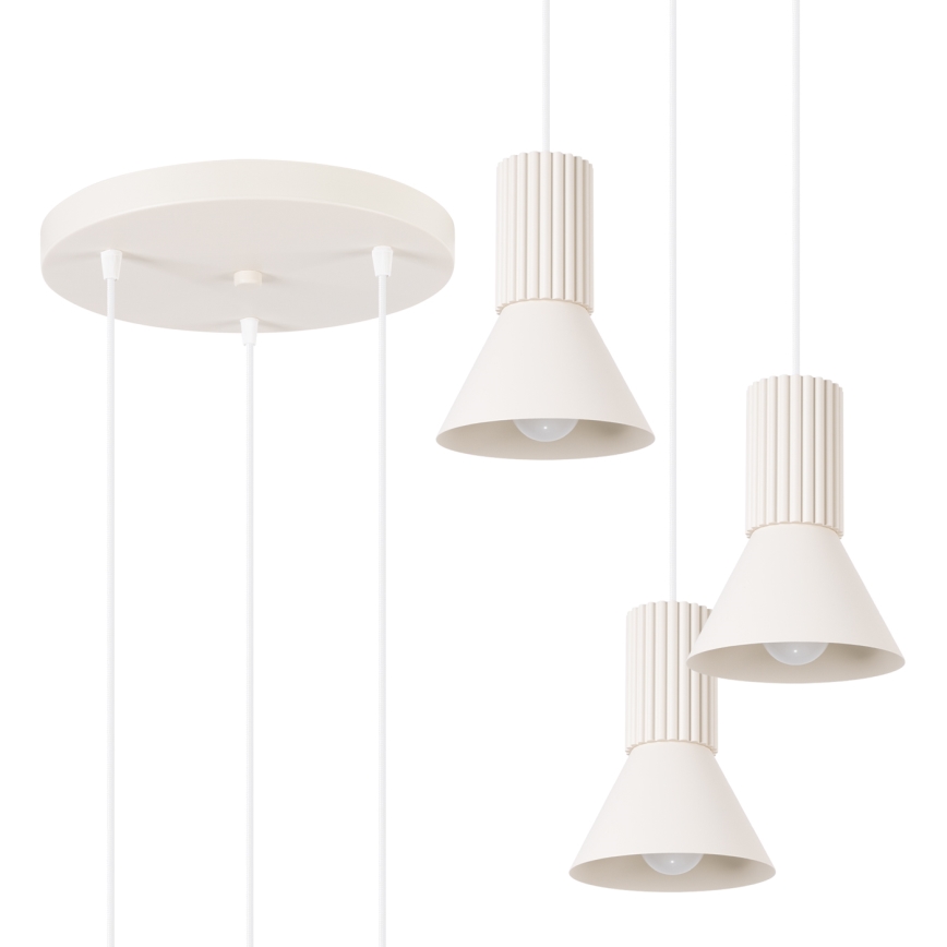 Luster na lanku ESTRIA 3xE14/10W/230V prečnik 30 cm krem boje