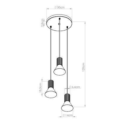 Luster na lanku ESTRIA 3xE14/10W/230V prečnik 30 cm krem boje