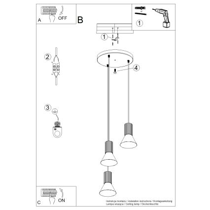 Luster na lanku ESTRIA 3xE14/10W/230V prečnik 30 cm krem boje