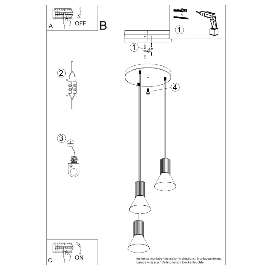 Luster na lanku ESTRIA 3xE14/10W/230V prečnik 30 cm krem boje