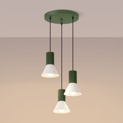 Luster na sajli ESTRIA 3xE14/10W/230V, prečnik 30 cm, zeleni