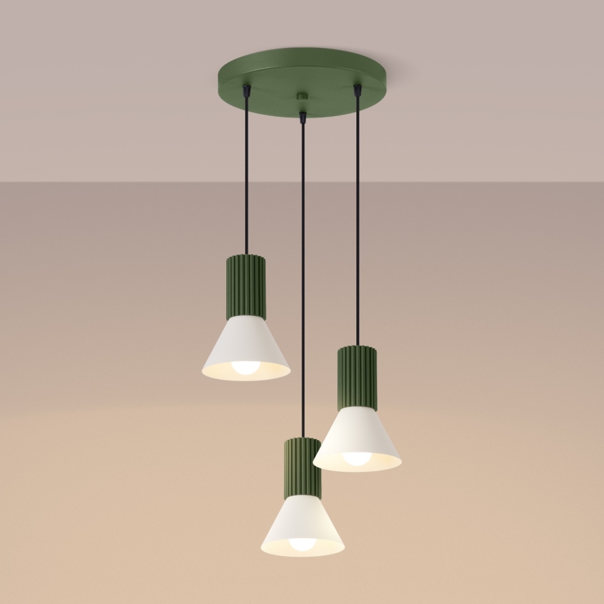 Luster na sajli ESTRIA 3xE14/10W/230V, prečnik 30 cm, zeleni