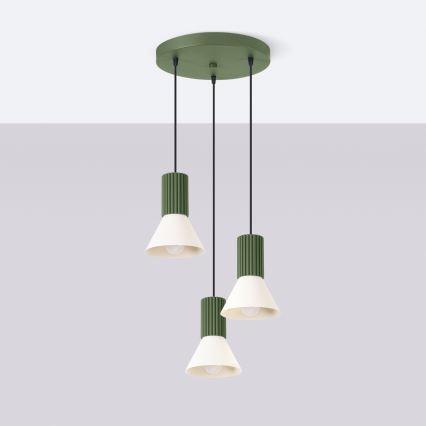 Luster na sajli ESTRIA 3xE14/10W/230V, prečnik 30 cm, zeleni