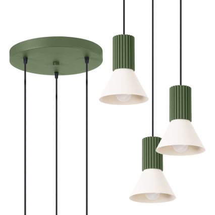 Luster na sajli ESTRIA 3xE14/10W/230V, prečnik 30 cm, zeleni