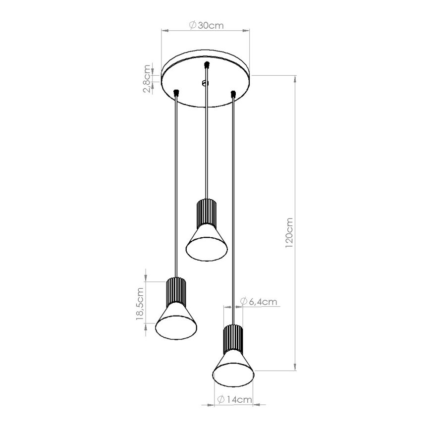 Luster na sajli ESTRIA 3xE14/10W/230V, prečnik 30 cm, zeleni